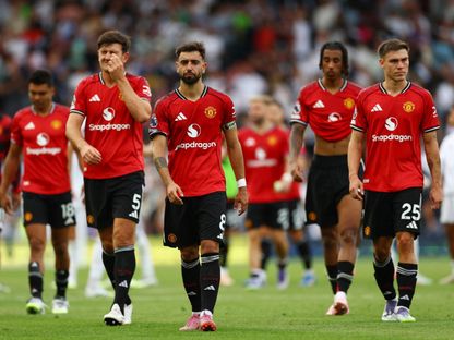 لاعبو مانشستر يونايتد بعد التعادل مع فولهام بالدوري الإنجليزي الممتاز - 24 أغسطس 2025 - Reuters