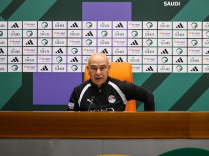 حسام حسن مدرب مصر خلال المؤتمر الصحفي قبل مباراة السعودية الودية - 26 مارس 2026 - FB/@EFA