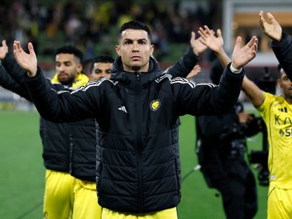 كريستيانو رونالدو يحتفل بفوز النصر على الخلود في دوري روشن - 30 يناير 2026 - Reuters