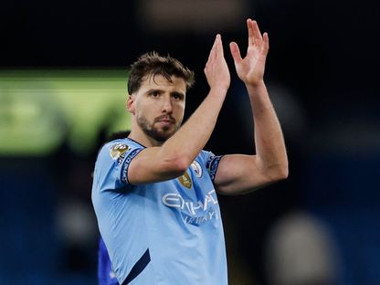 روبن دياز مدافع مانشستر سيتي بعد مواجهة ليستر سيتي في الدوري الإنجليزي الممتاز - 2 أبريل 2025 - Reuters