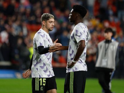 فيديريكو فالفيردي وأوريليان تشواميني ثنائي ريال مدريد قبل مواجهة رايو فايكانو - 7 نوفمبر 2022 - Reuters