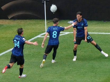 احتفال لاعبي إنتر ميلان بتسجيل هدف في مرمى أوراوا بكأس العالم للأندية - 21 يونيو 2025 - Reuters