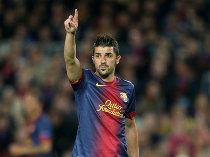 مهاجم برشلونة دافيد فيا خلال مباراة ضد بايرن ميونيخ في دوري أبطال أوروبا - 1 مايو 2013 - Reuters