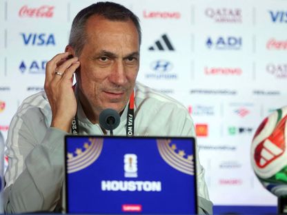 مدرب منتخب السعودية جورجيوس دونيس في مؤتمر صحافي بكأس العالم - 25 يونيو 2026 - reuters