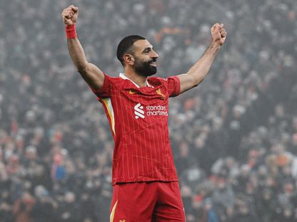 محمد صلاح لاعب ليفربول يحتفل بهدفه في مرمى ليستر سيتي - 26 ديسمبر 2024 - X/@LFC