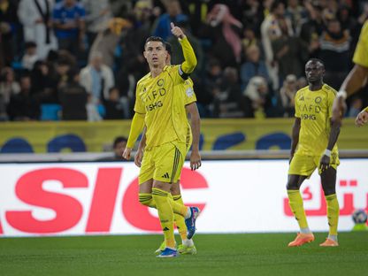 احتفال كريستيانو رونالدو نجم النصر بهدفه في مرمى الخلود بالدوري السعودي - 30 يناير 2026 - X/@SPL