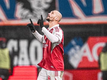 لودوفيك أجورك يحتفل بهدف سجله لبريست في مرمى مارسيليا بالدوري الفرنسي - 20 فبراير 2026 - X/Ligue1_ENG