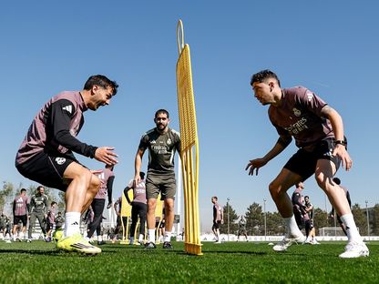 فيديريكو فالفيردي وبراهيم دياز خلال تدريبات ريال مدريد - 13 مارس 2026 - X/realmadrid