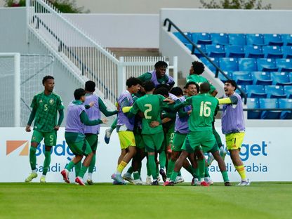 احتفال لاعبي السعودية بتسجيل هدف في مرمى قطر بكأس الخليج تحت 20 عاماً - 3 سبتمبر 2025 - X/@AGCFF