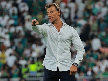 هيرفي رينارد مدرب السعودية خلال مواجهة العراق بتصفيات كأس العالم 2026 - 14 أكتوبر 2025 - Reuters