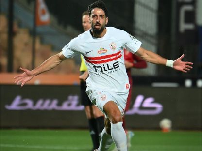 عدي الدباغ مهاجم الزمالك يحتفل بهدفه في مرمى سيراميكا كليوباترا في الدوري المصري الممتاز - 20 مايو 2026 - X/@epl_eg