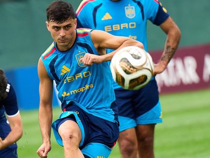 بيدري في تدريبات إسبانيا قبل نهائي كأس العالم ضد الأرجنتين - 17 يوليو 2026 - x@SEFutbol