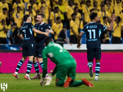 احتفال لاعبي الهلال بتسجيل هدف في مرمى التعاون بالدوري السعودي - 12 سبتمبر 2026 - X/@Alhilal_FC