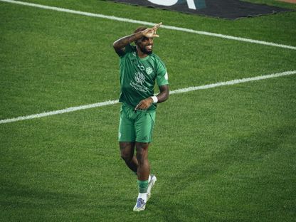 احتفال إيفان توني مهاجم الأهلي بتسجيل هدف في مرمى الأخدود في الدوري السعودي - 10 يناير 2026 - X/@@ALAHLI_FC