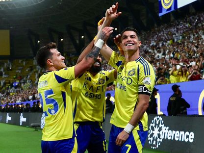 كريستيانو رونالدو يحتفل بهدفه في فوز النصر على الرياض بالدوري السعودي - 12 أبريل 2025 - X@Cristiano