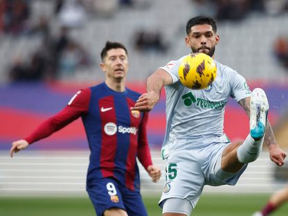 عمر ألديريتي خلال مباراة بين خيتافي وبرشلونة - 24 فبراير 2024 - Reuters