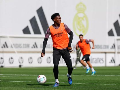 أوريليان تشواميني خلال تدريب لريال مدريد - 18 أبريل 2026 - realmadrid.com