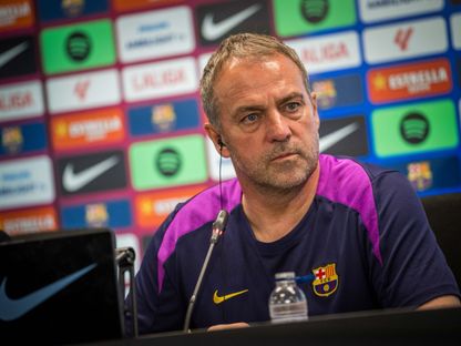 هانزي فليك مدرب برشلونة خلال المؤتمر الصحفي قبل مباراة ريال مدريد في الدوري الإسباني - 9 مايو 2026 - X/@FCBarcelona_es