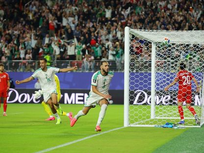 أمين غويري يحتفل بهدفه في مباراة الأردن والجزائر بكأس العالم - 23 يونيو 2026 - Reuters