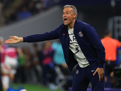 لويس إنريكي من نهائي كأس القارات للأندية بين باريس سان جيرمان وفلامنغو - 17 ديسمبر 2025 - Reuters