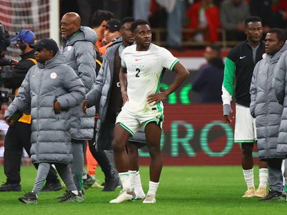 برايت أوسايي-صامويل محبطاً بعد خسارة نيجيريا أمام المغرب في نصف نهائي كأس أمم إفريقيا - 14 يناير 2026 - REUTERS