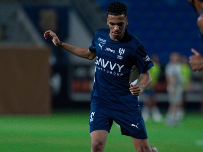 مصعب الجوير في تدريبات الهلال استعداداً لمواجهة ريال مدريد في كأس العالم للأندية - 12 يونيو 2025 - X/@Alhilal_FC