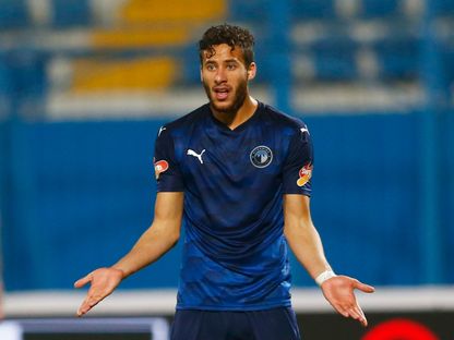 لاعب بيراميدز رمضان صبحي خلال مباراة ضد الأهلي في الدوري المصري - 26 يناير 2021 - Reuters