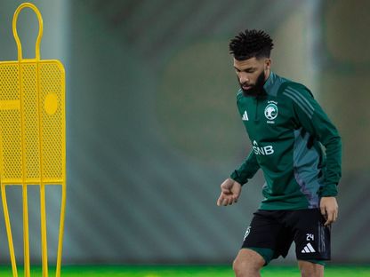 عبد الرحمن العبود لاعب المنتخب السعودي في التدريبات - 9 أكتوبر 2025 - X/@SaudiNT