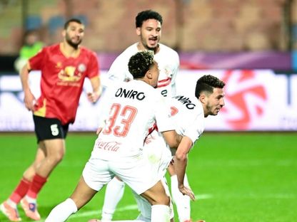 أحتفال أحمد أبو الفتوح بهدفه خلال مباراة الزمالك وحرس الحدود بالدوري المصري - 20 فبراير 2026 - FB/ZSCOfficial