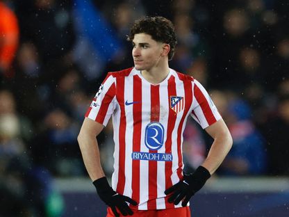 لاعب أتلتيكو مدريد خوليان ألفاريز خلال مباراة كلوب بروج في دوري أبطال أوروبا -  - 18 فبراير 2026 - Reuters