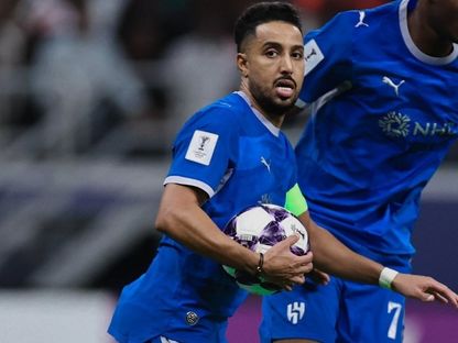 احتفال سالم الدوسري نجم الهلال بتسجيل هدف في مرمى الشمال بدوري أبطال أسيا للنخبة - 27 أكتوبر 2026 - X/@aawsat_spt