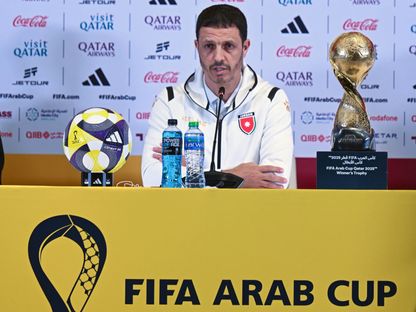 جمال سلامي مدرب الأردن في مؤتمر صحفي قبل نهائي كأس العرب - 17 ديسمبر 2025 - X/@aawsat_spt