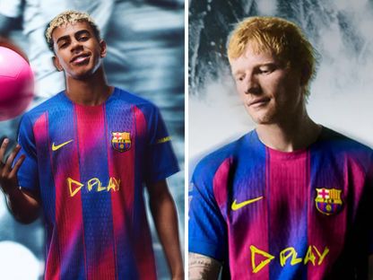صورة مركبة للمغني "Ed Sheeran" ولامين يامال بقميص برشلونة في الكلاسيكو أمام ريال مدريد - X/@FCBarcelona