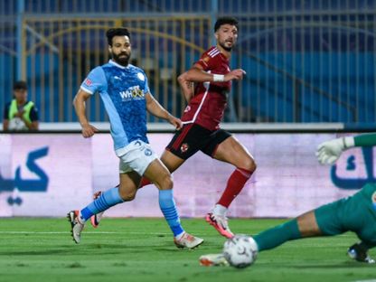 وسام أبو علي يسجل هدف فوز الأهلي أمام بيراميدز 22-7-2024 - Ahly/x