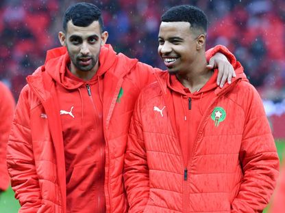 حمزة إيغامان ويوسف بلعمري قبل مباراة المغرب وجزر القمر في كأس أمم إفريقيا - 21 ديسمبر 2025 - X/@EnMaroc