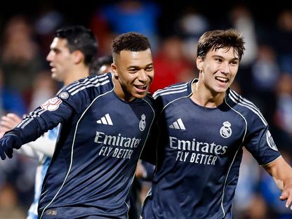 كيليان مبابي يحتفل بهدفه الثاني في شباك تالافيرا في كأس ملك إسبانيا - 17 يسمبر 2025 - facebook/RealMadrid