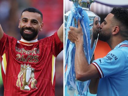 صورة مركبة للمصري محمد صلاح والجزائري رياض محرز المتوجان بالدوري الإنجليزي الممتاز - 29 أبريل 2025 - Asharq Sports