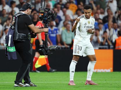 كيليان مبابي بعد تسجيله هدفاً لريال مدريد في مرمى فياريال - 4 أكتوبر 2025 - REUTERS