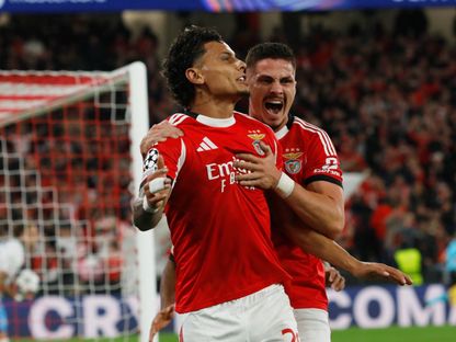 ريتشارد ريوس يحتفل بهدفه في مباراة بنفيكا ونابولي بدوري أبطال أوروبا - 10 ديسمبر 2025 - Reuters