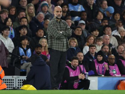مدرب مانشستر سيتي بيب غوارديولا خلال مباراة ضد ريال مدريد بدوري أبطال أوروبا - 17 مارس 2026 - REUTERS