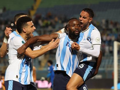 فيستون مايلي يحتفل بهدف فوز بيراميدز على نهضة بركان في كأس السوبر الإفريقي - 18 أكتوبر 2025 - Reuters