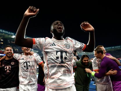 دايوت أوباميكانو مدافع بايرن ميونيخ بعد الفوز على باريس سان جيرمان في دوري أبطال أوروبا - 5 نوفمبر 2025 - REUTERS