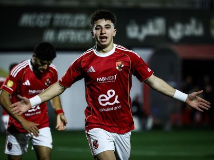 بلال عطية يحتفل بهدفه في مباراة الأهلي وبتروجيت ببطولة الجمهورية لمواليد 2007  - 19 مارس 2026 - FB/AlAhlyYouth