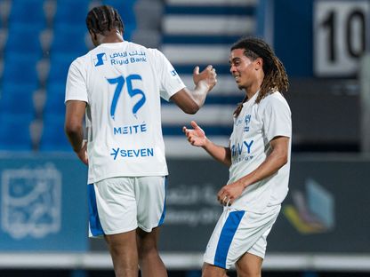 احتفال لاعبي الهلال بتسجيل هدف في مرمى الفيحاء بمباراة ودية - 21 أبريل 2026 - X/@Alhilal_FC