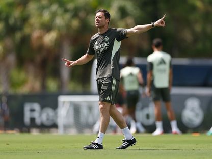 تشابي ألونسو خلال تدريب لريال مدريد - 16 يونيو 2025 - realmadrid.com