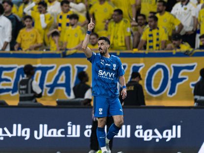 احتفال علي لاجامي لاعب الهلال بهدف فريقه في مرمى النصر بالدوري السعودي - 12 مايو 2026 - X/@Alhilal_FC