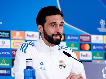 ألفارو أربيلوا مدرب ريال مدريد خلال مؤتمر صحفي قبل مواجهة بايرن ميونيخ - 6 أبريل 2026 - @realmadrid