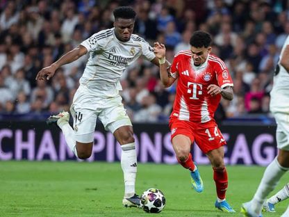أوريلين تشواميني ولويز دياز في مباراة ريال مدريد وبايرن ميونيخ بدوري أبطال أوروبا - 7 أبريل 2026 - UEFA/web