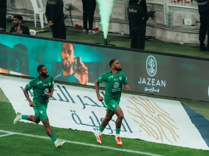 احتفال إيفان توني مهاجم الأهلي بتسجيل هدف في مرمى الاتحاد بالدوري السعودي - 6 مارس 2025 - X/@ALAHLI_FC