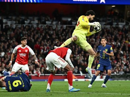 حارس أرسنال دافيد رايا في مباراة أتلتيكو مدريد بإياب نصف نهائي دوري أبطال أوروبا - 5 مايو 2026 - Reuters